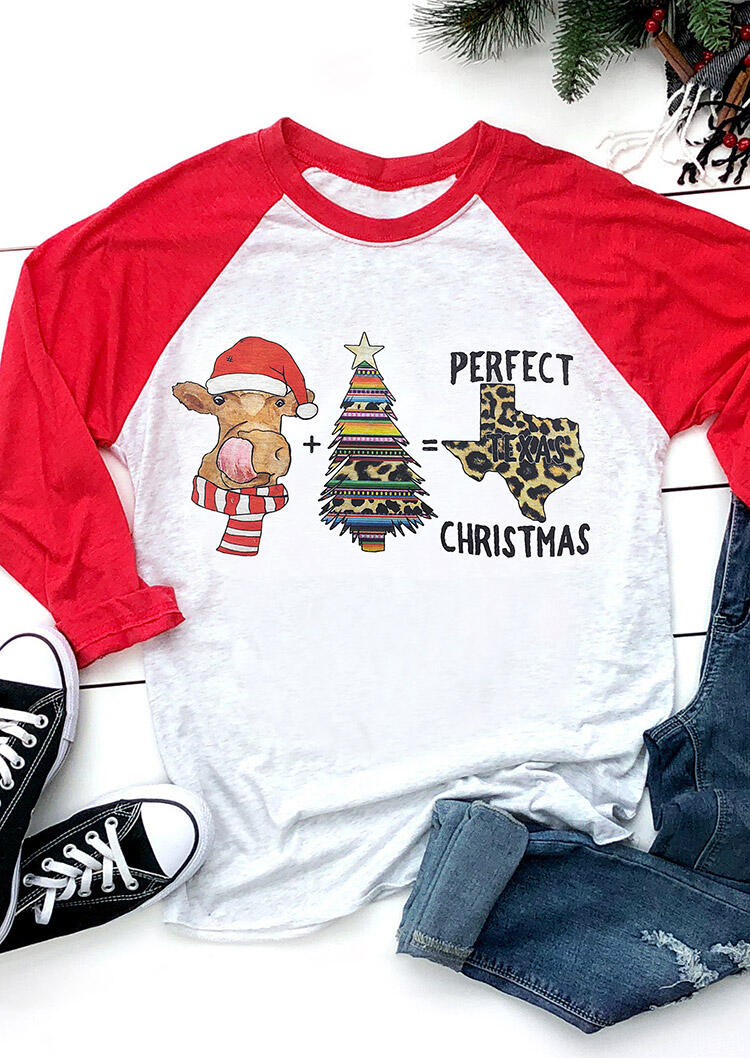 

Leopard Printed Perfect Texas Christmas T-Shirt Tee - Light Grey, 460085
