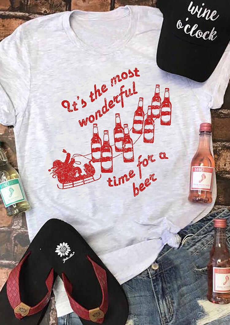 

Tees T-shirts Wonderful Time For A Beer T-Shirt Tee - Gray. Size: ,M