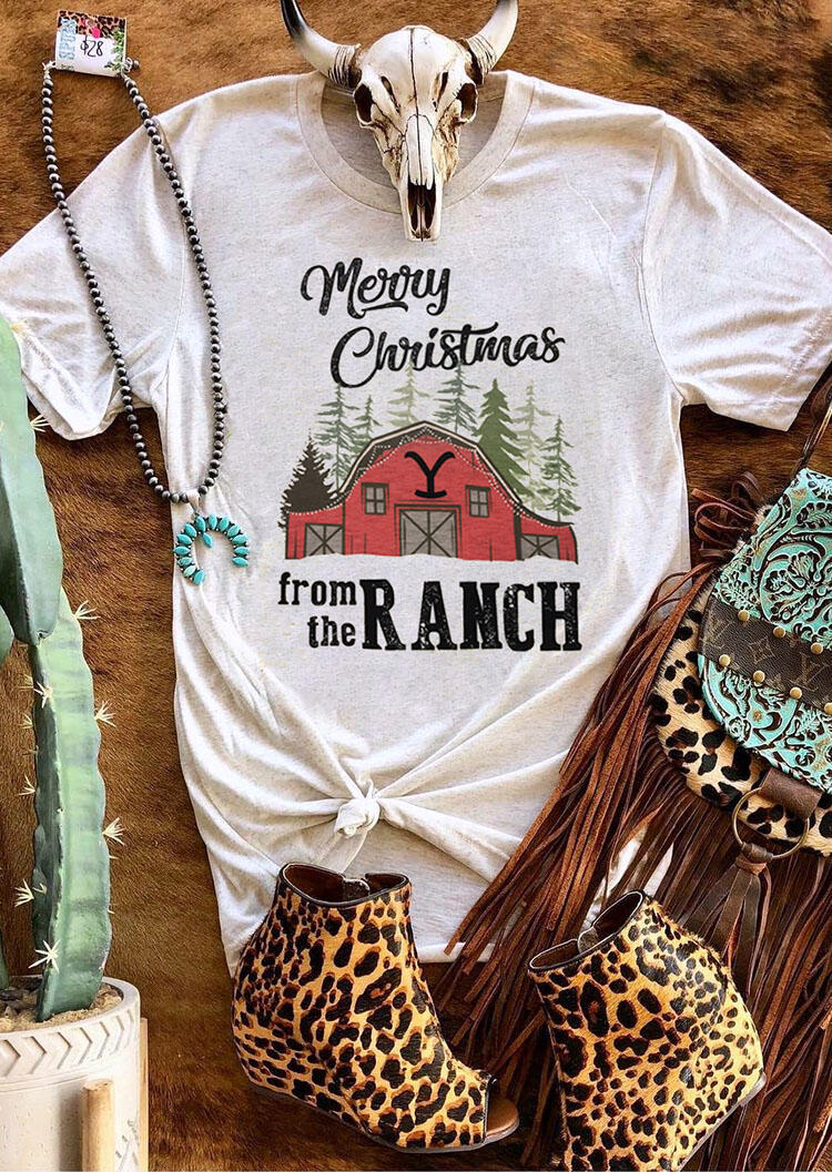 

Yellowstone Merry Christmas From The Ranch T-Shirt Tee - Gray, 460193