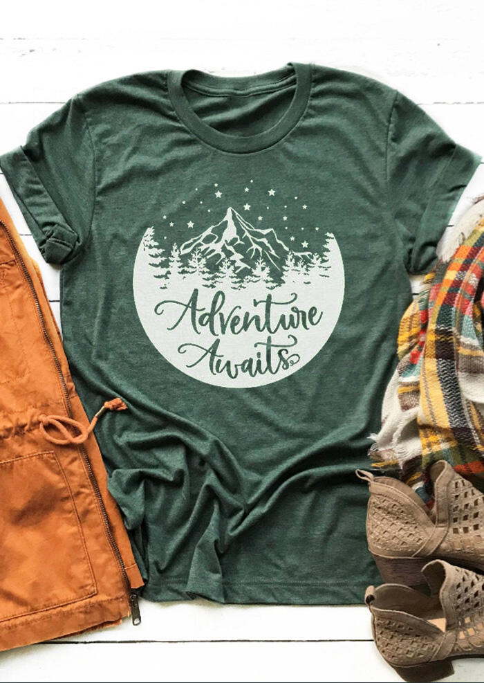

Tees T-shirts Adventure Awaits T-Shirt Tee - Green. Size