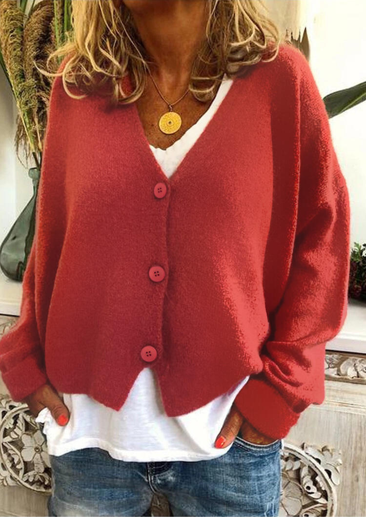 

Coats Knitted Button Coat without Necklace - Brick Red. Size: ,XL
