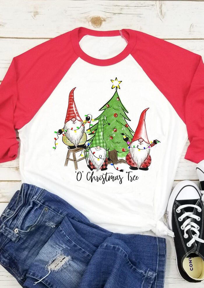 

O Christmas Tree Gnomies T-Shirt Tee - White, 460225