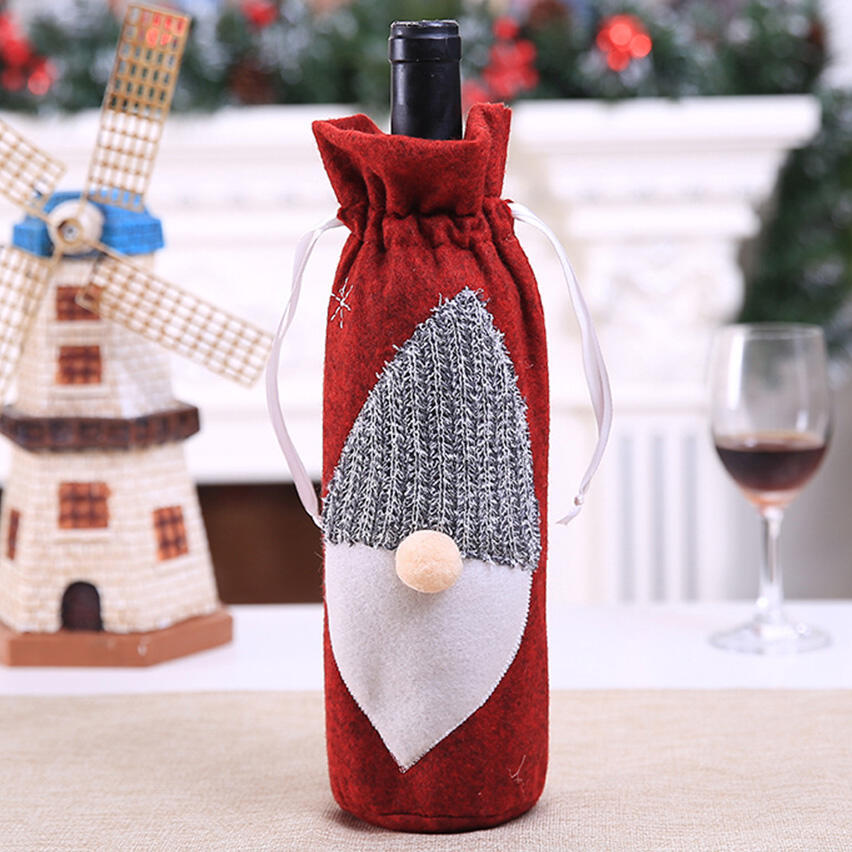 

Color Block Drawstring Wine Bottle Cover, Gray;red, 460235