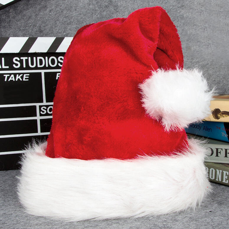 

Adults Big Thickened Warm Christmas Hat with Plush Trim, Red, 460283