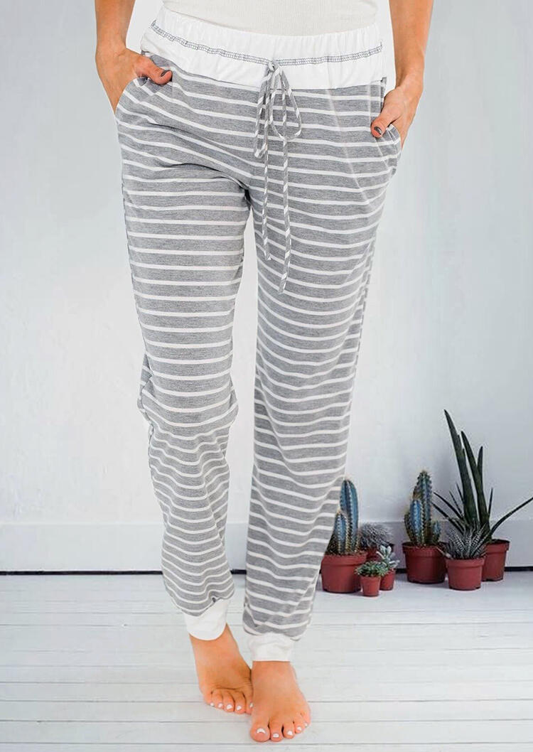 

Pants Striped Printed Tie Pocket Pants. Size, Stripe
