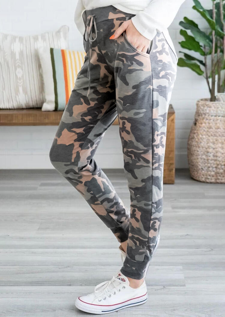 

Pants Camouflage Printed Drawstring Pocket Pants. Size