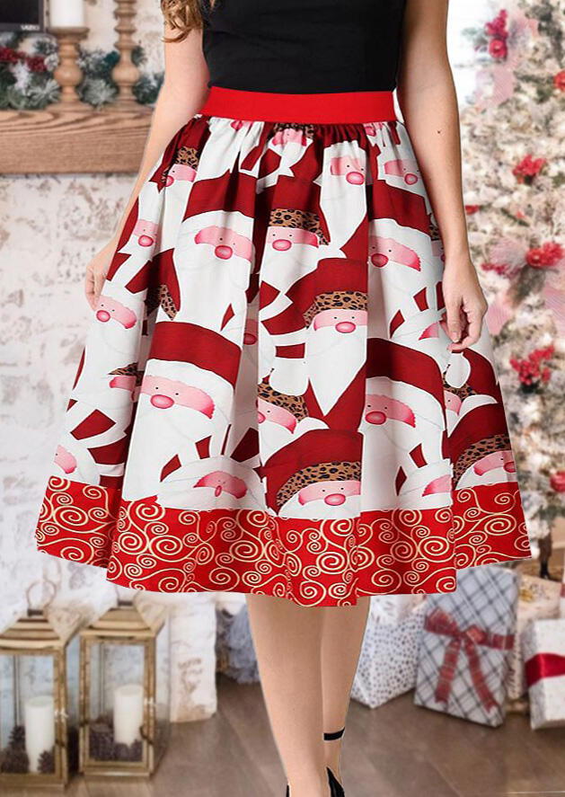 

Skirts Santa Claus Leopard Printed Skirt - Red. Size: S,M,,XL