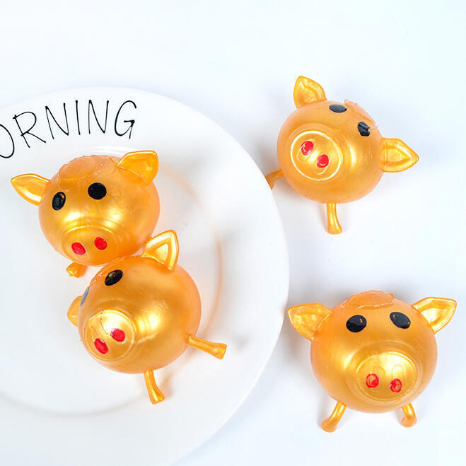 

Anti-Stress Decompression Cute Pig Splat Ball, Gold, 459742