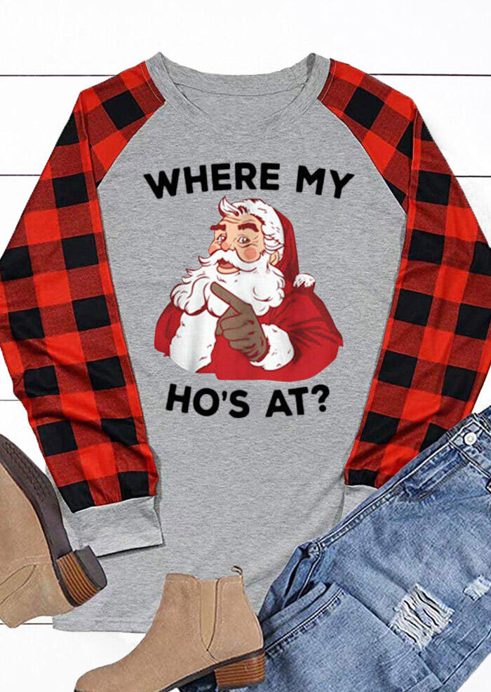 

Tees T-shirts Christmas Plaid Where My Santa Claus Ho' At T-Shirt Tee - Gray. Size