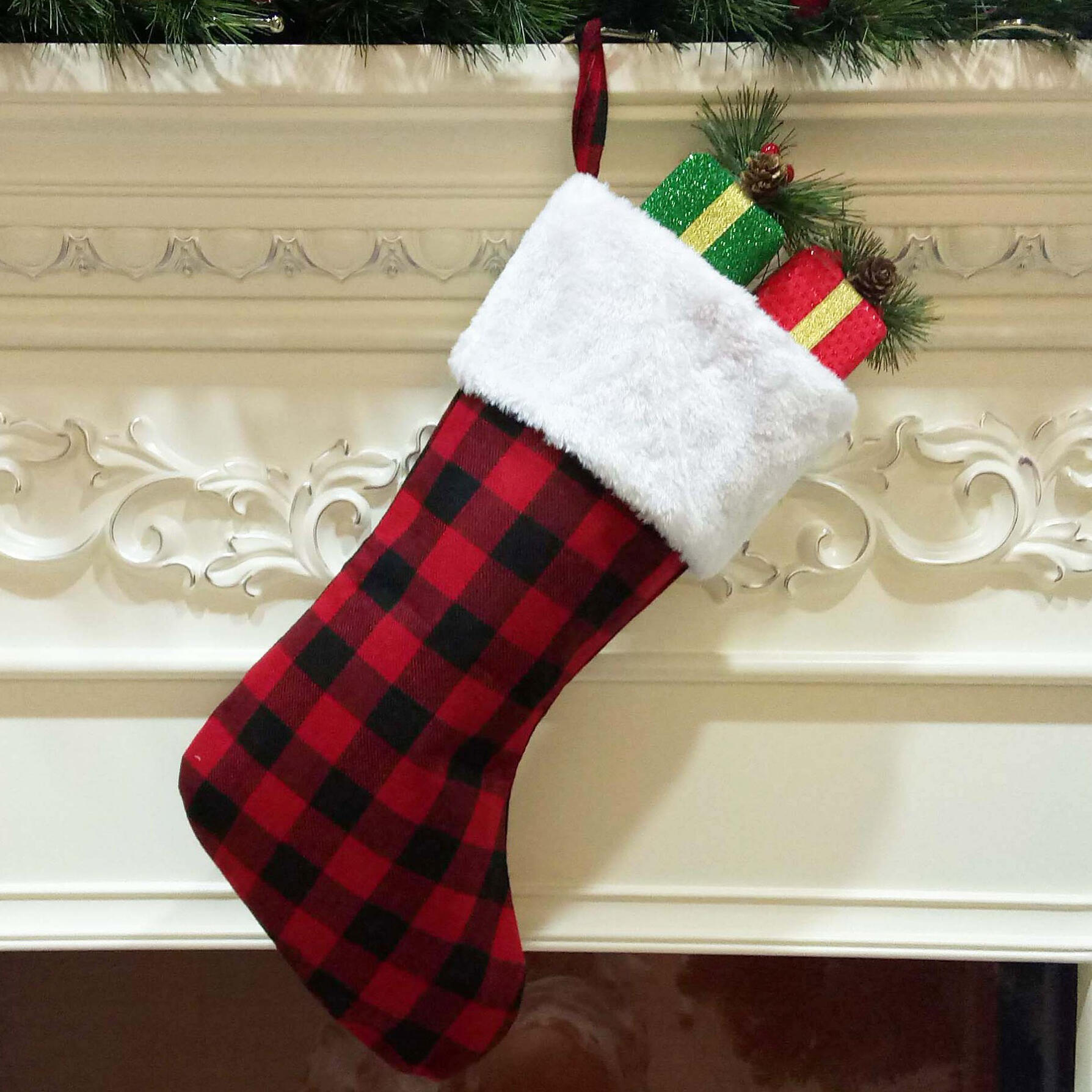 

Plaid Christmas Ornament Sock Gift Bag, 460392