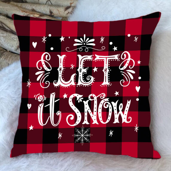 

Festive & Party Supplies Christmas Plaid Let It Snow Pillowcase without Pillow, Red