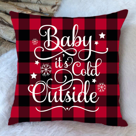 

Christmas Plaid Baby It's Cold Outside Pillowcase without Pillow in Red. Size