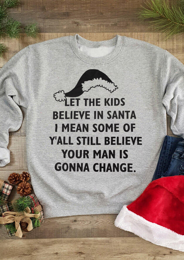 

Hoodies & Sweatshirts Christmas Let The Kids Believe In Santa Sweatshirt in Gray. Size
