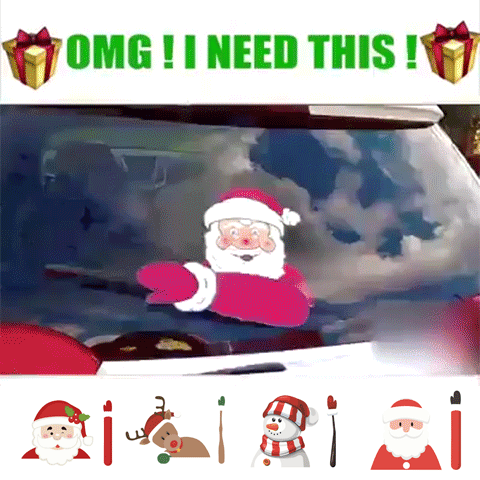 Christmas Snowman Santa Claus Waving Wiper Decal Car Sticker