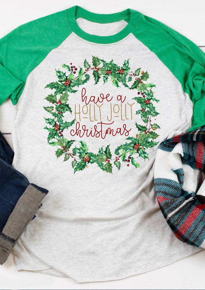 

Tees T-shirts Have A Holly Jolly Christmas T-Shirt Tee in Light Grey. Size