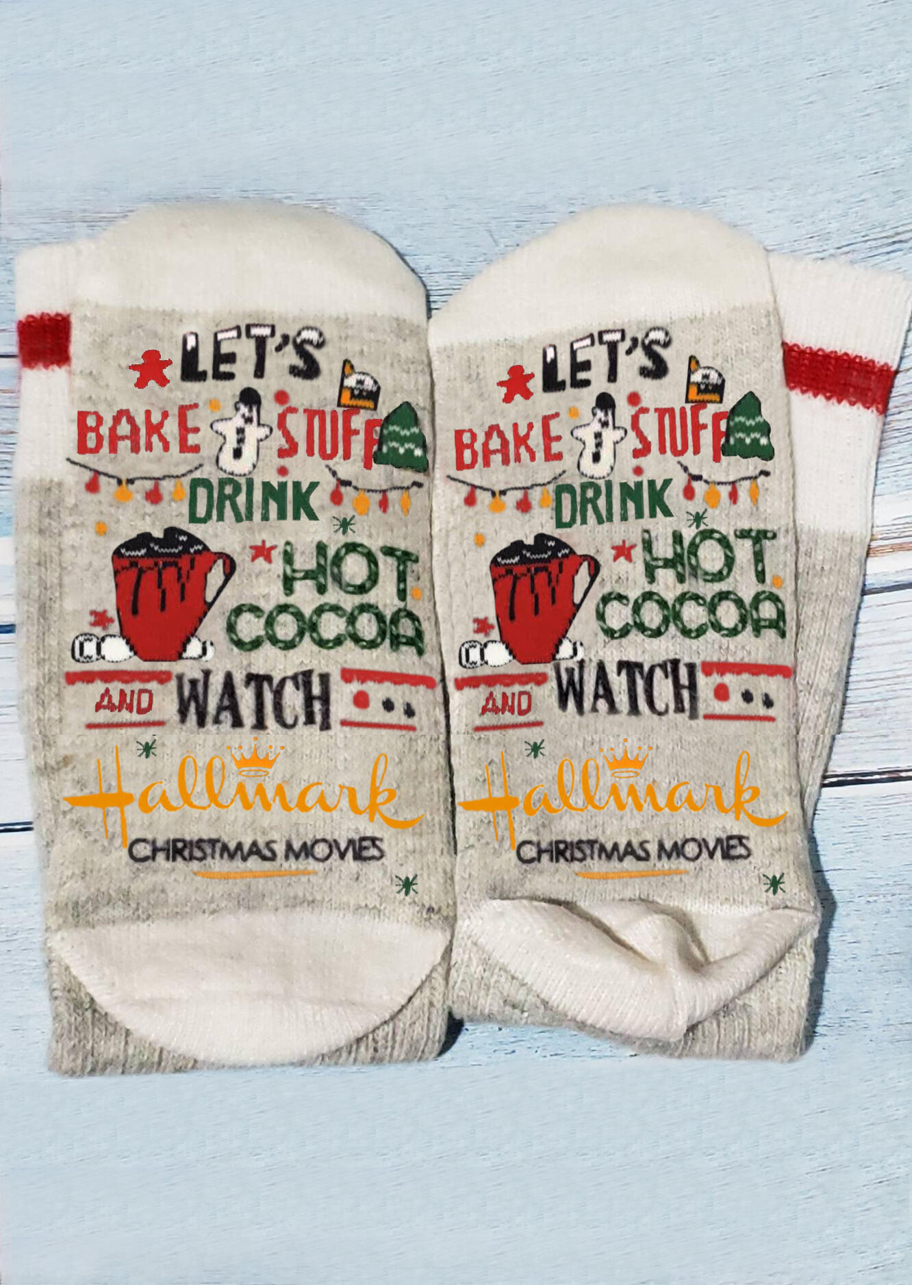 

Drink Hot Cocoa and Watch Hallmark Christmas Movies Socks, Light grey, 460333