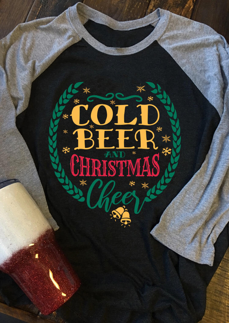 

Cold Beer And Christmas Cheer T-Shirt Tee - Black, 460453