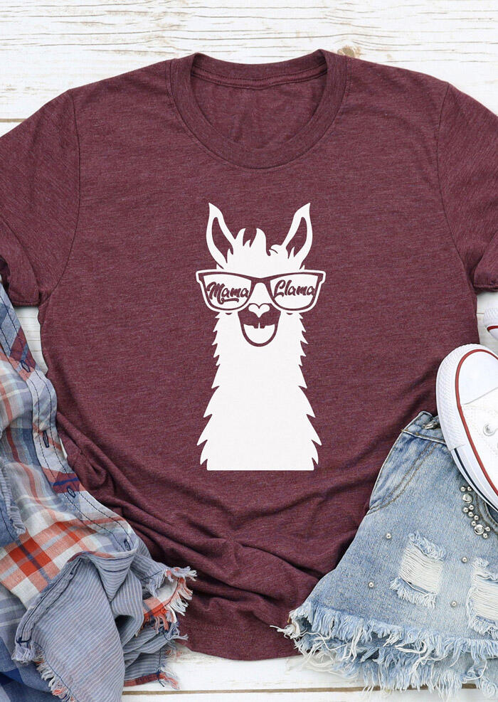

Tees T-shirts Mama Llama O-Neck T-Shirt Tee - Cameo Brown. Size