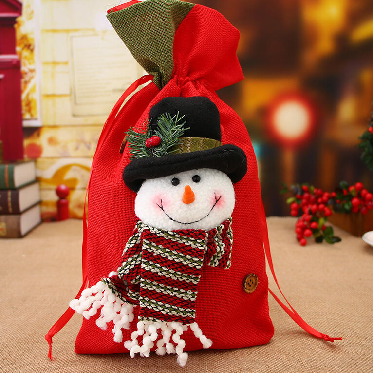 

Festive & Party Supplies Christmas Three-Dimensional Elk Snowman Candy Gift Bag, Brown