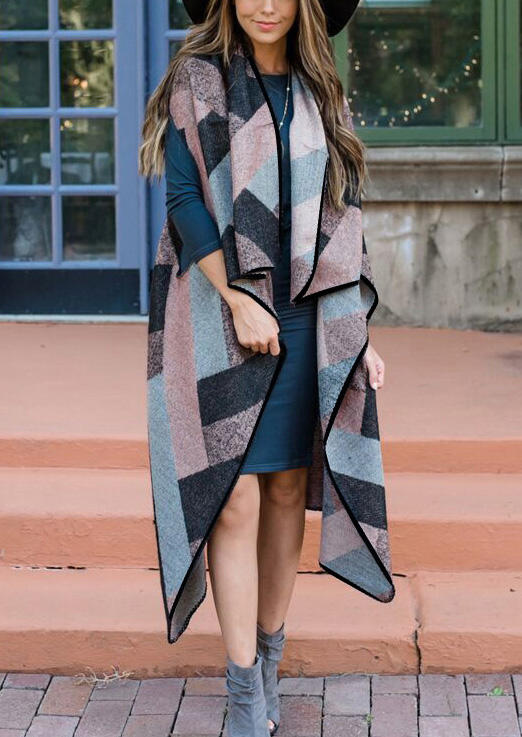 

Geometric Printed Sleeveless Vest Cardigan without Necklace - Multicolor, 460580
