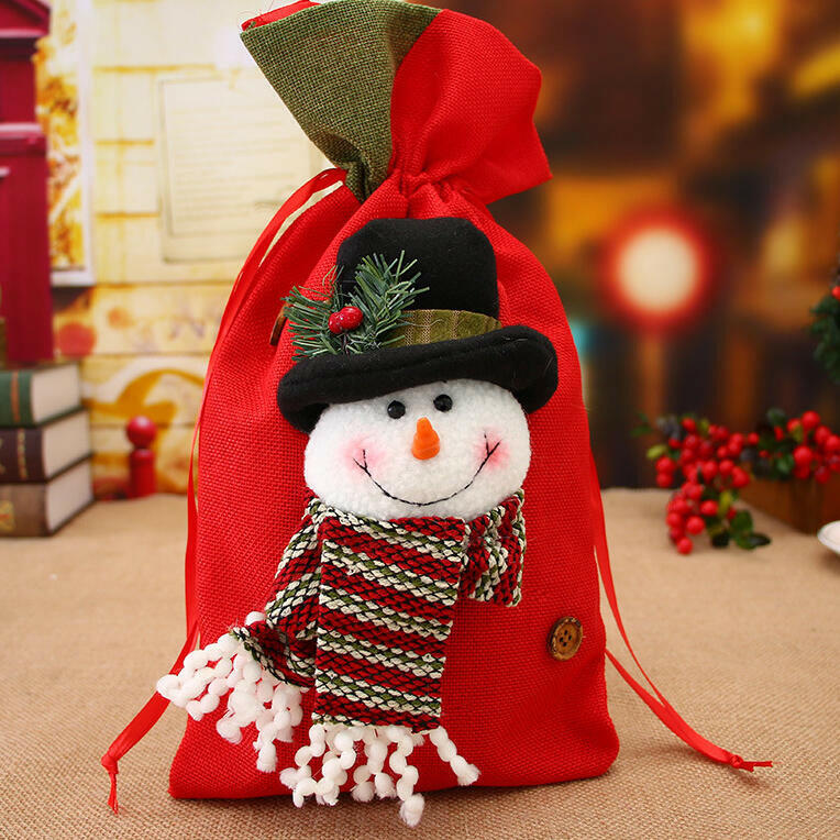 

Christmas Three-Dimensional Elk Snowman Candy Gift Bag, White;brown, 460537