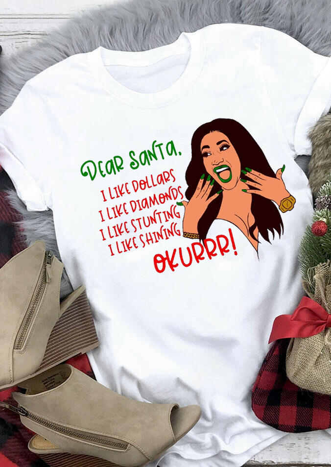 

T-shirts Tees Dear Santa I Like Dollars T-Shirt Tee in White. Size: ,M