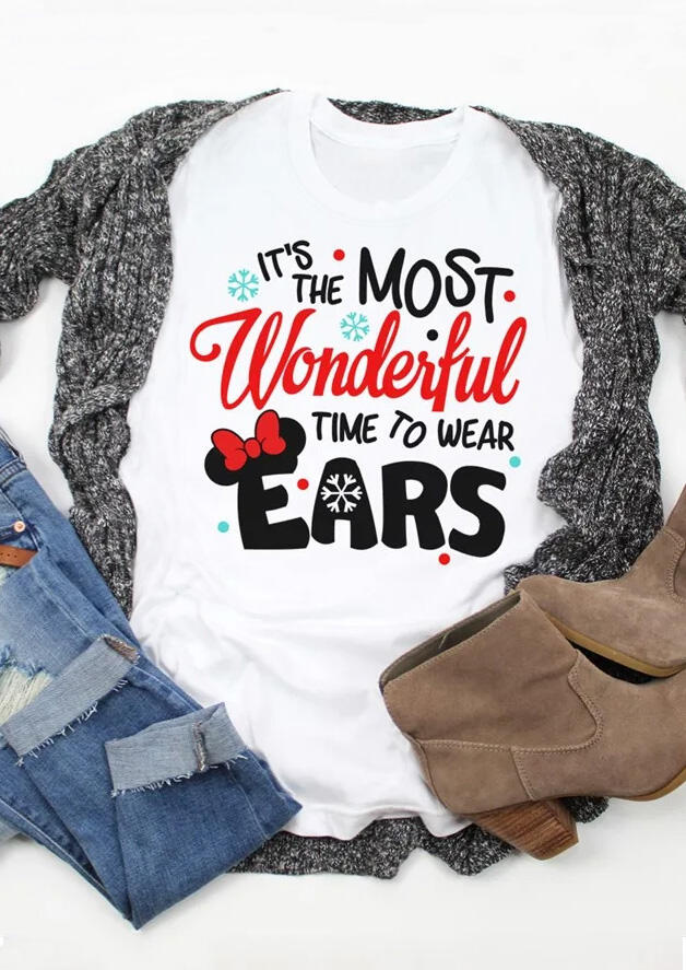 

Tees T-shirts Most Wonderful Time To Wear Ears T-Shirt Tee - White. Size