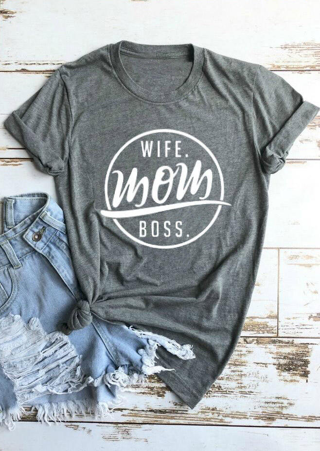

Tees T-shirts Wife Mom Boss T-Shirt Tee - Gray. Size