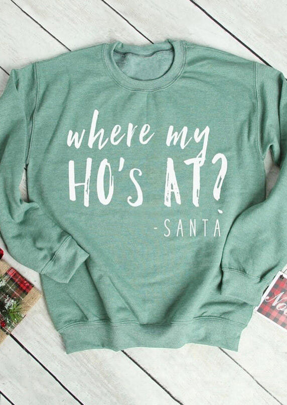 

Where My Ho' At Santa Sweatshirt - Light Green, 460696