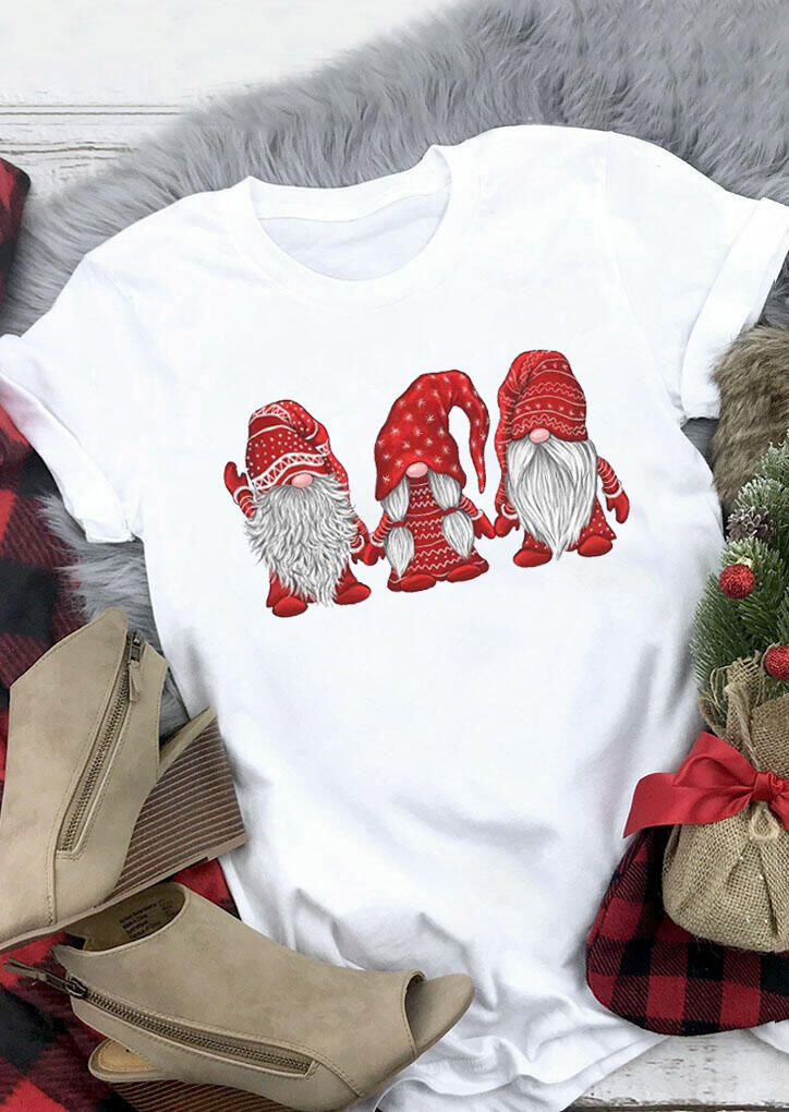

Gnomies O-Neck T-Shirt Tee - White, 460709
