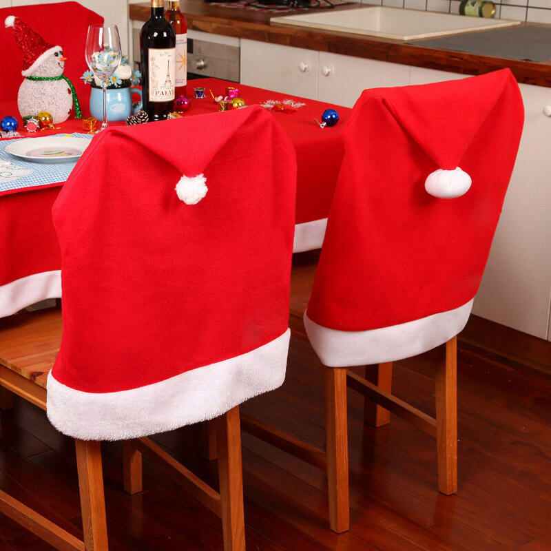 

2 Pieces Santa Clause Red Hat Chair Back Covers, 460734
