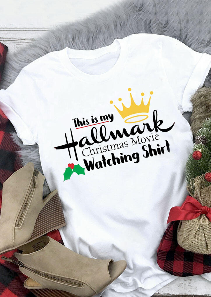 

Hallmark Christmas Movie Watching Shirt T-Shirt Tee, White, 434155