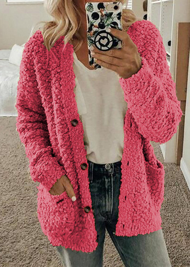 

Pink Women's Winter Fleece Fluffy Faux Fur Cardigan Coat Teddy Bear Jacket Top Casual Outwear