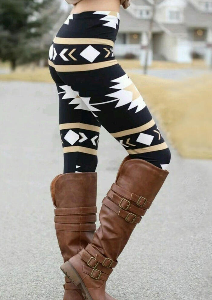 

Leggings Aztec Geometric Printed Leggings - Khaki. Size
