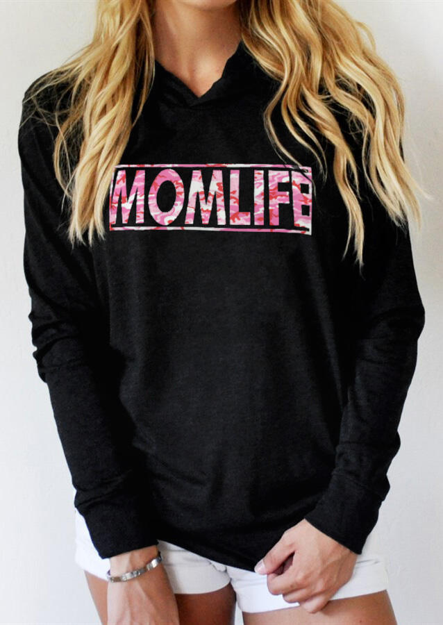 

Hoodies & Sweatshirts Mom Life Drawstring Hoodie - Black. Size