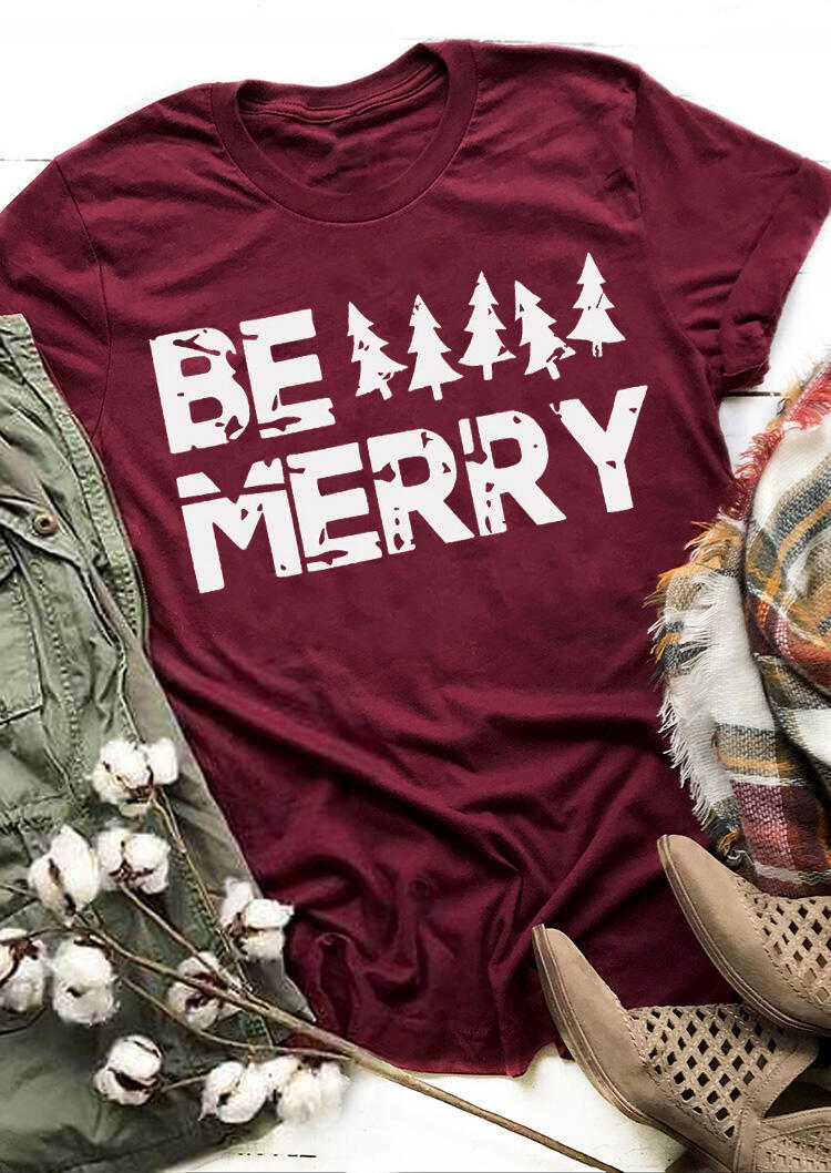 

Tees T-shirts Be Merry Christmas Trees T-Shirt Tee - Burgundy. Size