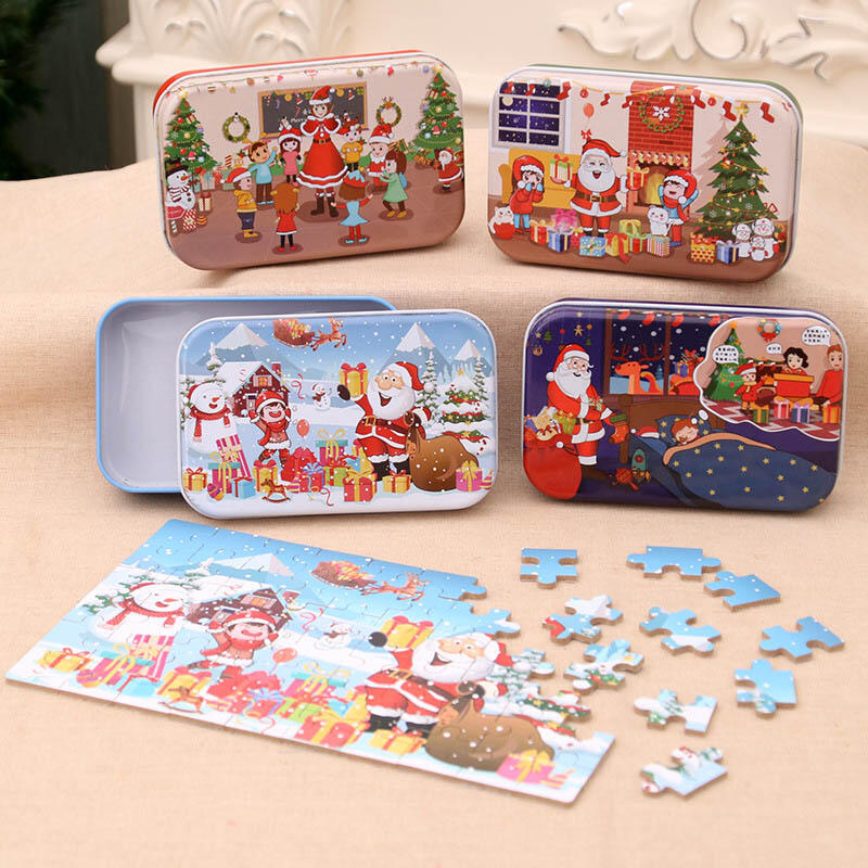 

Festive & Party Supplies Christmas DIY Santa Claus Wooden Jigsaw Puzzle Box, Pattern2