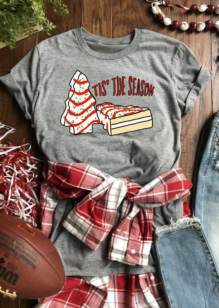 

T-shirts Tees Cake Tis' The Season T-Shirt Tee in Gray. Size