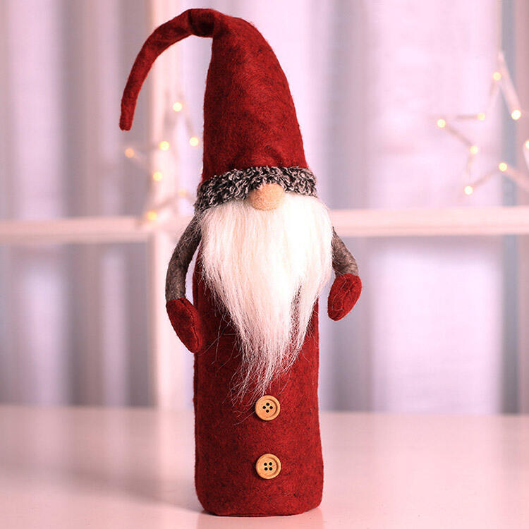 

Creative Button Gnomies Doll Wine Bottle Cover, Green;gray;red, 460775