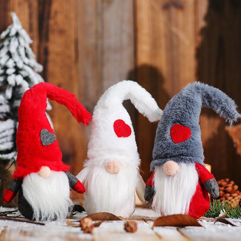 

Christmas Ornament Love Heart Gnomies Plush Doll, Red