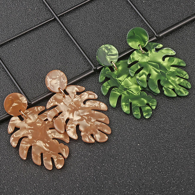 

Earrings Leaf Hollow Out Acetate Plate Earrings. Size, Burgundy