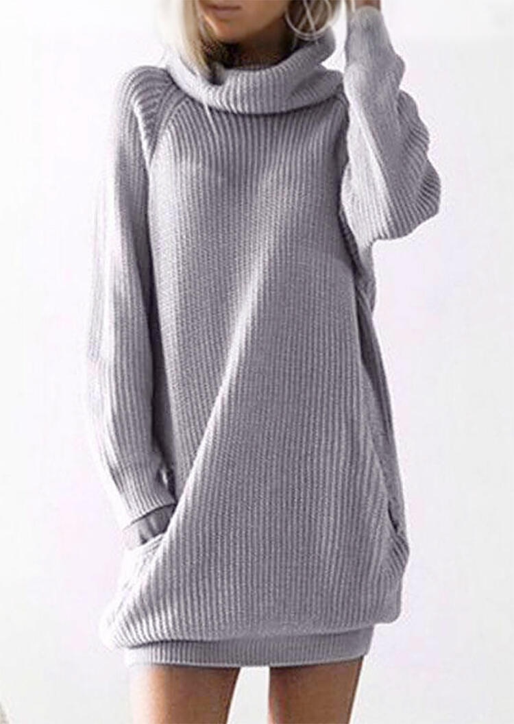 

Mini Dresses Pocket Cowl Neck Mini Dress in Gray. Size