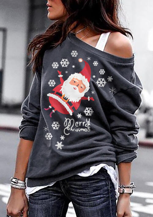 

Merry Christmas Snowflake Santa Sweatshirt - Dark Grey, 460425