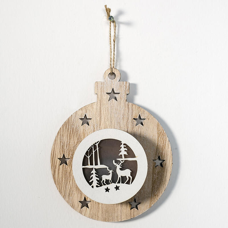 

Christmas Tree Bell Star Hollow Out Glowing Wooden Pendant, Pattern1;pattern2;pattern3;pattern4, 461009
