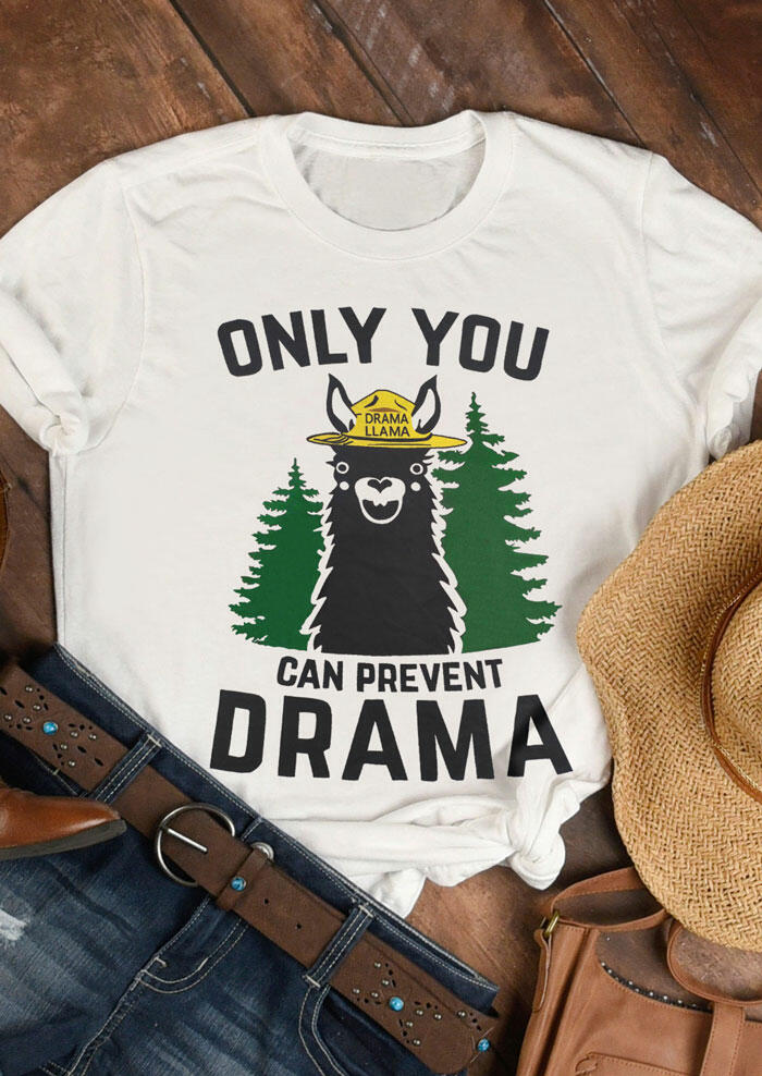 

Tees T-shirts Only You Can Prevent Drama Llama T-Shirt Tee - White. Size: S,M,,XL