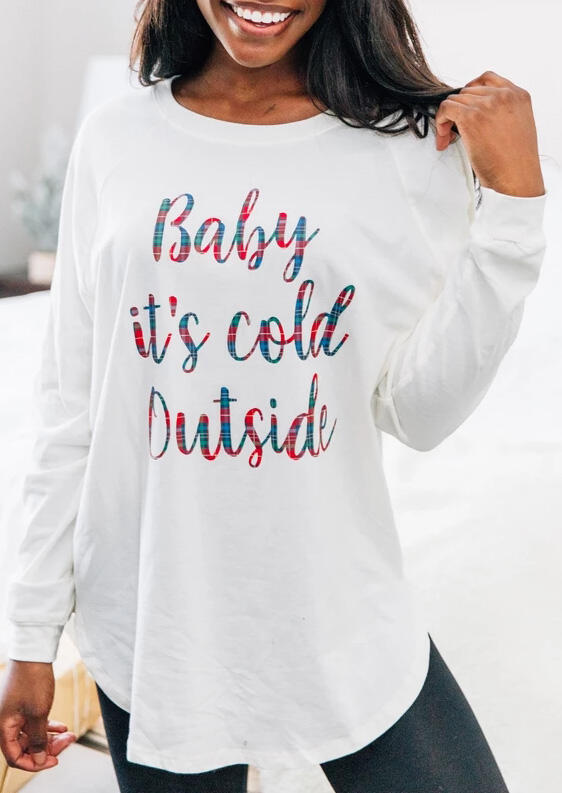 

Baby It' Cold Outside Long Sleeve Blouse - White, 461117
