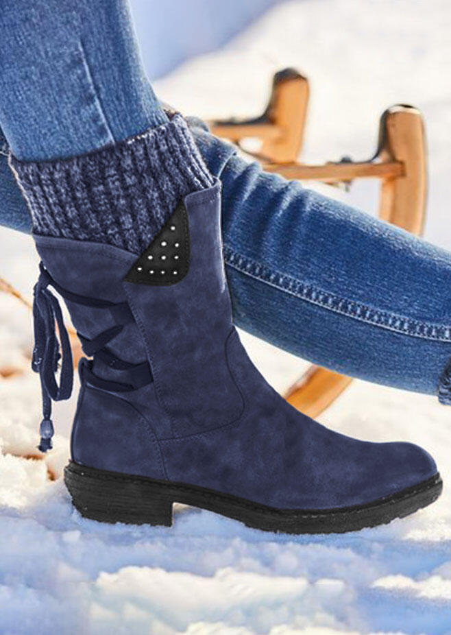 

Boots Lace Up Zipper Warm Round Toe Boots. Size: ,38,39,40,41, Blue