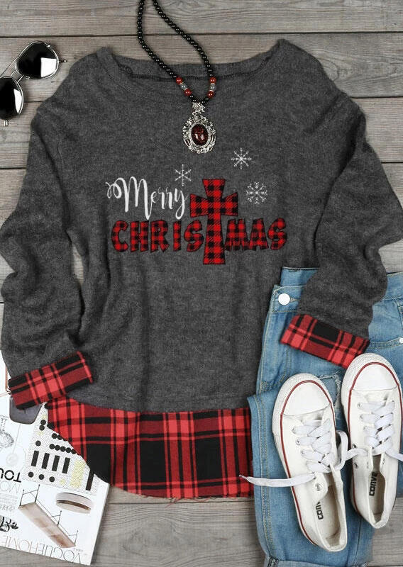 

Sweaters Plaid Christ Merry Christmas Snowflake Sweater in Dark Grey. Size