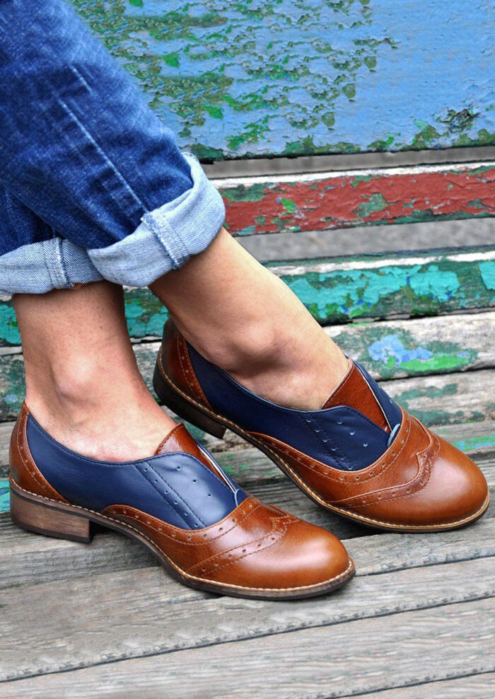 

Flats Color Block Round Toe Flats in Black,Brown. Size: ,37,38,39,40,41,42