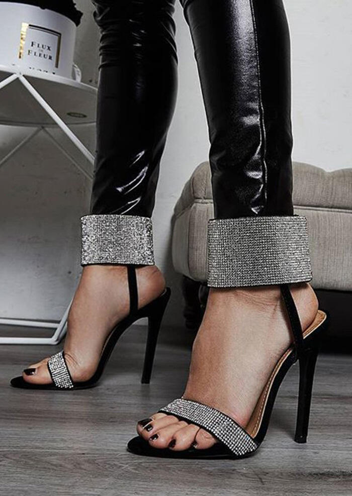 

Sandals Summer Ankle Strap Heeled Sandals in Black. Size: ,38,39,40